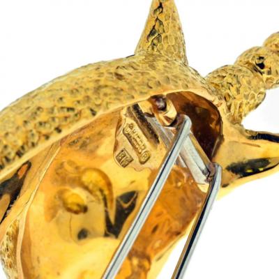 David Webb DAVID WEBB PLATINUM 18K YELLOW GOLD UNICORN BROOCH