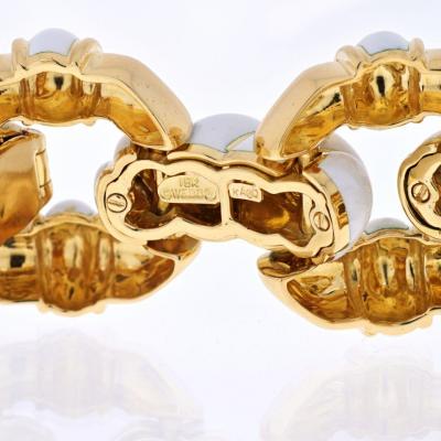 David Webb DAVID WEBB PLATINUM 18K YELLOW GOLD WHITE ENAMEL LINK BRACELET