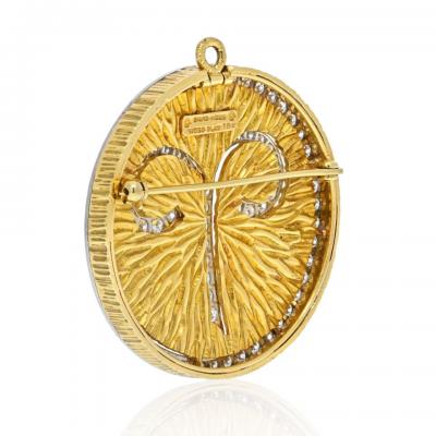 David Webb DAVID WEBB PLATINUM 18K YELLOW GOLD ZODIAC ARIES LARGE PENDANT