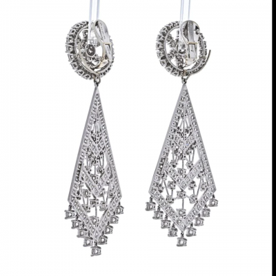 David Webb DAVID WEBB PLATINUM 36 CARATS DIAMOND CHANDELIER EARRINGS