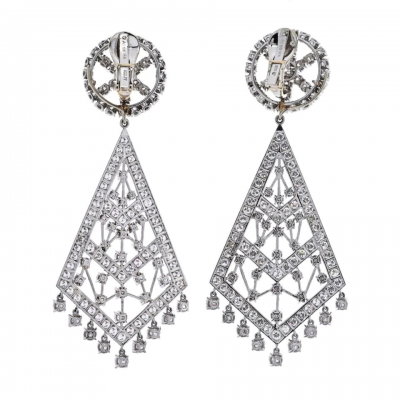 David Webb DAVID WEBB PLATINUM 36 CARATS DIAMOND CHANDELIER EARRINGS