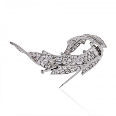 David Webb DAVID WEBB PLATINUM 8 CARAT DIAMOND FOLIAGE SWIRL PIN BROOCH