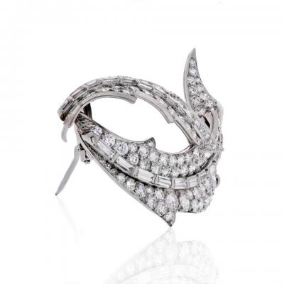 David Webb DAVID WEBB PLATINUM 8 CARAT DIAMOND FOLIAGE SWIRL PIN BROOCH