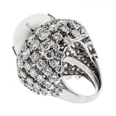David Webb DAVID WEBB PLATINUM DIAMOND AND SOUTH SEA PEARL COCKTAIL RING