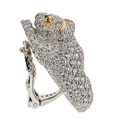 David Webb DAVID WEBB PLATINUM DIAMOND PANTHERE 6 50CTTW EARRINGS
