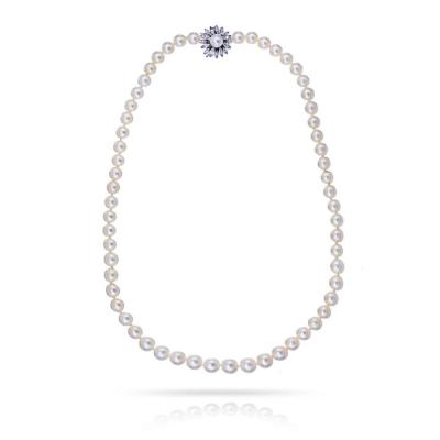 David Webb DAVID WEBB PLATINUM PEARL WITH A DIAMOND CLASP NECKLACE6