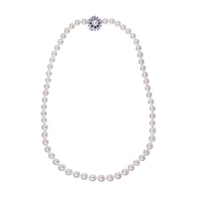 David Webb DAVID WEBB PLATINUM PEARL WITH A DIAMOND CLASP NECKLACE6