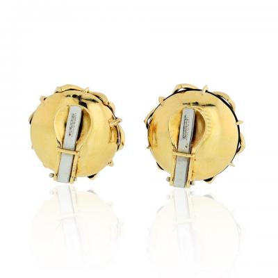 David Webb DAVID WEBB SNOWFLAKE PLATINUM 18K YELLOW GOLD ONYX WEBB EARRINGS