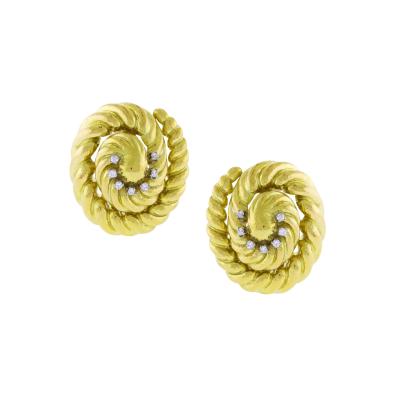 David Webb DAVID WEBB SWIRL HAMMERED FINISHED EARRINGS