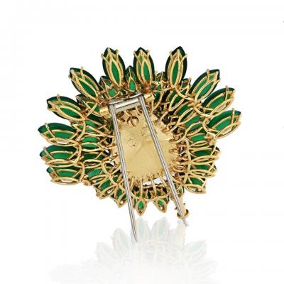 David Webb DAVID WEBB TIGER PLATINUM 18K YELLOW GOLD DIAMOND AND CHRYSOPRAVE BROOCH