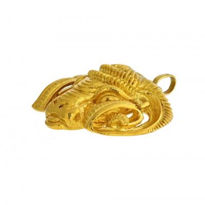 David Webb DAVID WEBB ZODIAC KINGDOM 18K YELLOW GOLD GOLD ARIES RAM HEAD PENDANT