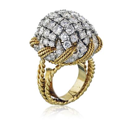 David Webb David Webb 18K Gold Diamond Pave Bombe Ring