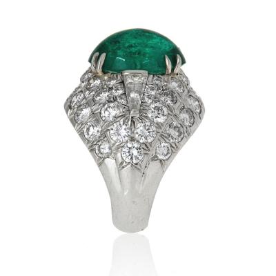David Webb David Webb 18K Gold Green Emerald And Diamond Bombe Ring