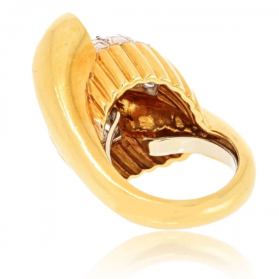 David Webb David Webb 18K Yellow Gold 1970s Pave Set Diamond Cocktail Vintage Ring