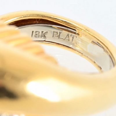 David Webb David Webb 18K Yellow Gold 1970s Pave Set Diamond Cocktail Vintage Ring