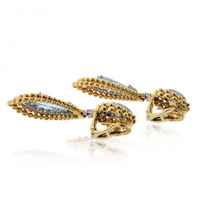 David Webb David Webb 18K Yellow Gold 6 00cttw Aquamarine And Diamond Earrings