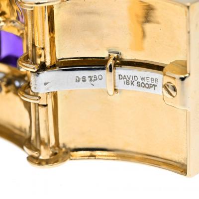 David Webb David Webb 18K Yellow Gold Bastille Purple Amethyst Red Enamel Diamond Bracelet