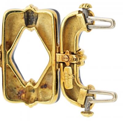 David Webb David Webb 18K Yellow Gold Black Enamel Open Link Bracelet