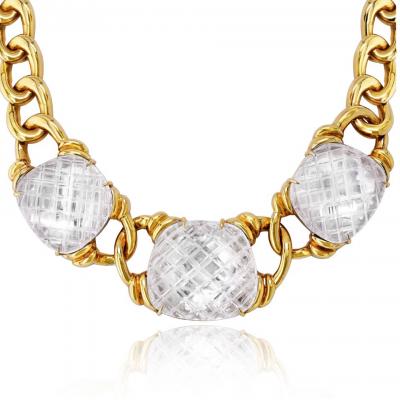 David Webb David Webb 18K Yellow Gold Crystal Pool Rock Crystal Necklace