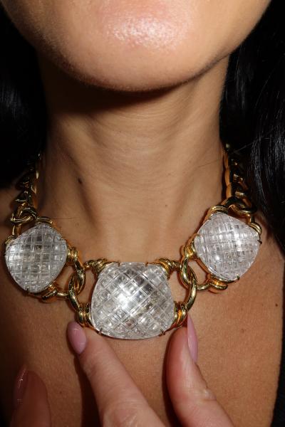 David Webb David Webb 18K Yellow Gold Crystal Pool Rock Crystal Necklace