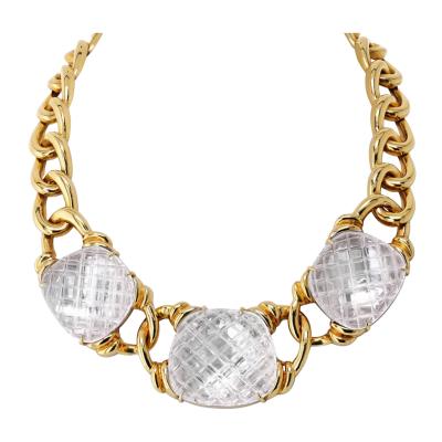 David Webb David Webb 18K Yellow Gold Crystal Pool Rock Crystal Necklace
