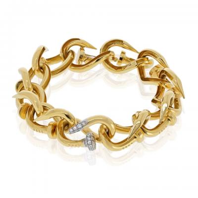 David Webb David Webb 18K Yellow Gold Diamond Nail Link 7 25 inches Bracelet