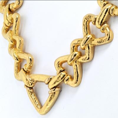 David Webb David Webb 18K Yellow Gold Hammered Link Long Convertible Necklace
