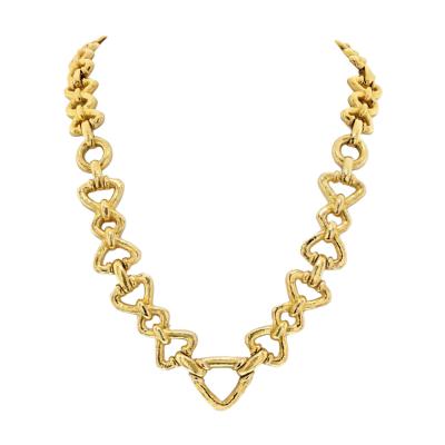 David Webb David Webb 18K Yellow Gold Hammered Link Long Convertible Necklace