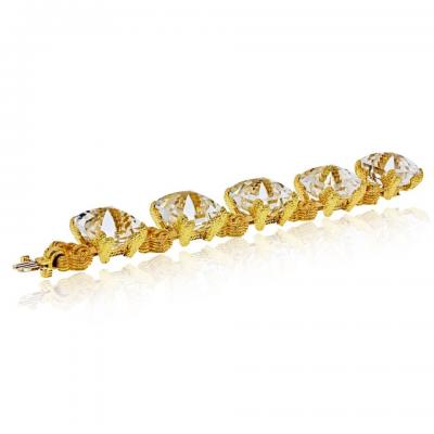 David Webb David Webb 18K Yellow Gold Rock Crystal Open Link Bracelet