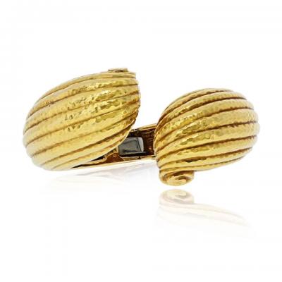 David Webb David Webb 18K Yellow Gold Scroll Crossover Fluted Bracelet