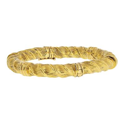 David Webb David Webb 18K Yellow Gold Textured Twist Bangle Bracelet