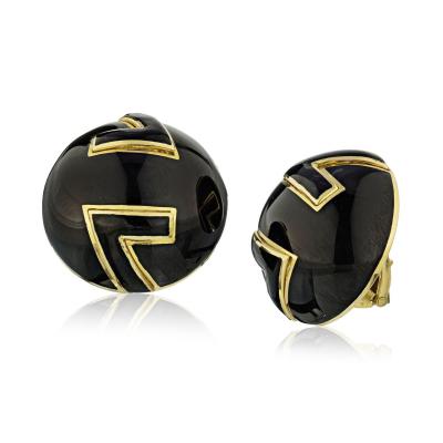 David Webb David Webb Black Enamel Clip On Earrings