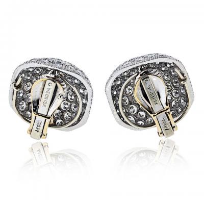 David Webb David Webb Bombe 18K White Gold Pave Round Cut Diamond Earrings