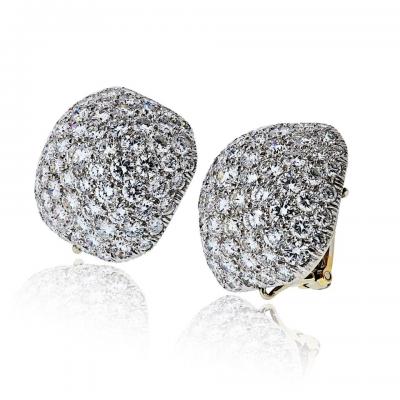 David Webb David Webb Bombe 18K White Gold Pave Round Cut Diamond Earrings