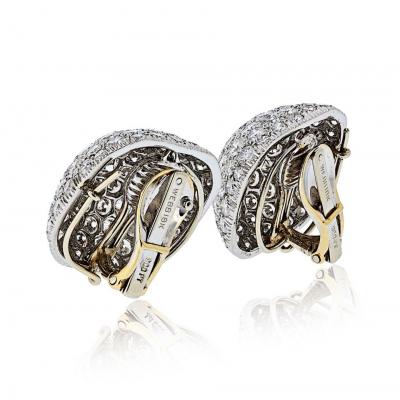 David Webb David Webb Bombe 18K White Gold Pave Round Cut Diamond Earrings