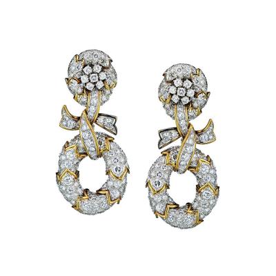 David Webb David Webb Circa 1960 20 Carats Hanging Diamond Earrings