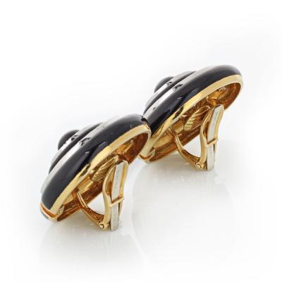 David Webb David Webb Enamel Diamond Clip On Earrings