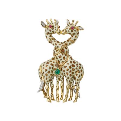 David Webb David Webb Enamel Giraffe Brooch