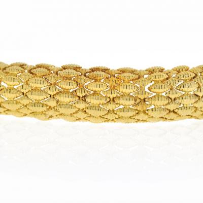 David Webb David Webb Flexible 18K Yellow Gold Textured One Line Multi Gold Link Bracelet