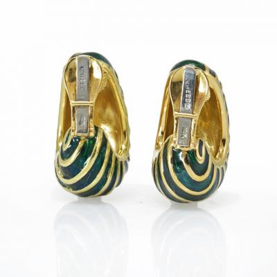 David Webb David Webb Green Enamel Shrimp Clip On Earrings