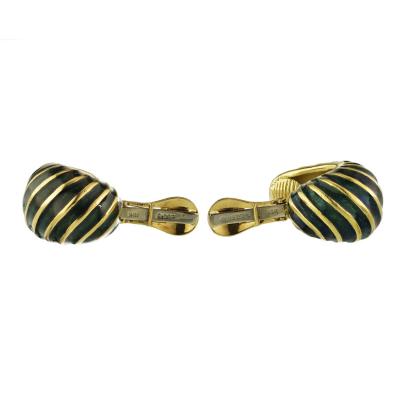 David Webb David Webb Green Enamel Shrimp Clip On Earrings
