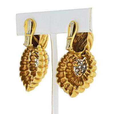 David Webb David Webb Hammered Door Knocker Diamond 7 00cts Earrings