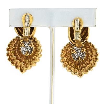 David Webb David Webb Hammered Door Knocker Diamond 7 00cts Earrings