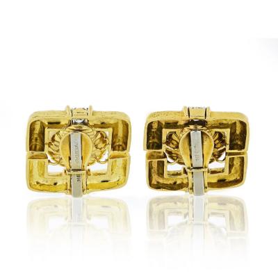 David Webb David Webb Hammered Finish Pearl And Diamond Clip On Earrings