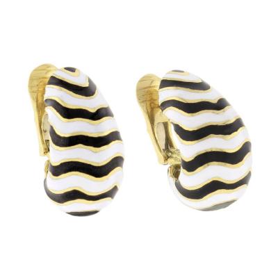 David Webb David Webb Kingdom Collection Zebra Earrings