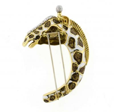 David Webb David Webb Kingdom Giraffe Diamond Enamel Brooch