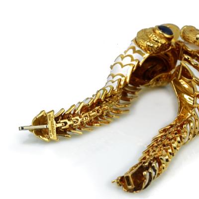 David Webb David Webb Kingdom White Enamel Aries Ram Bracelet