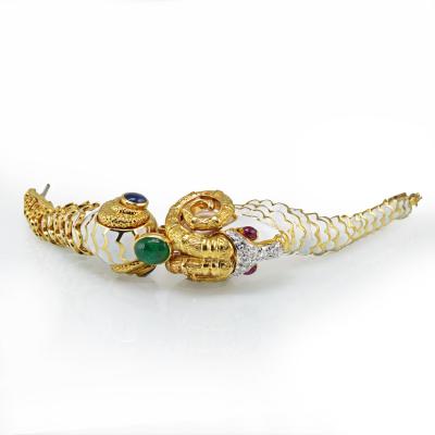 David Webb David Webb Kingdom White Enamel Aries Ram Bracelet