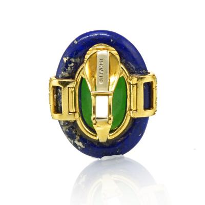 David Webb David Webb Lapis Jadeite and Diamond Clip On Earrings
