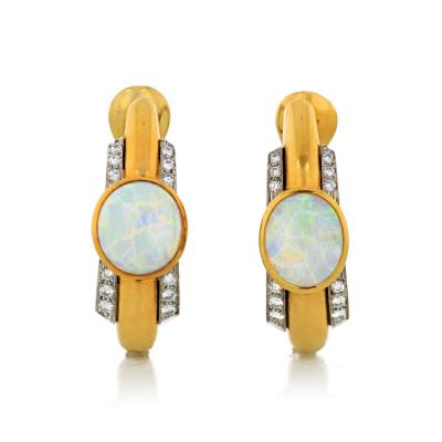 David Webb David Webb Opal And Diamond 1 00cts Clip On Earrings